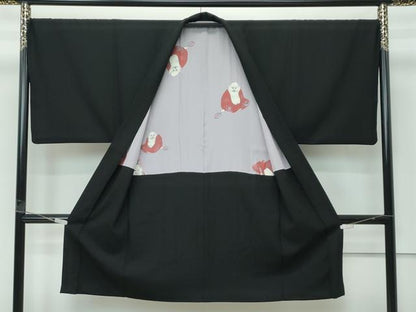 平和屋着物∞極上　男性　長羽織　黒地　羽裏：戎　逸品　CZAA5590s6