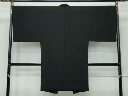 平和屋着物∞極上　男性　長羽織　黒地　羽裏：戎　逸品　CZAA5590s6