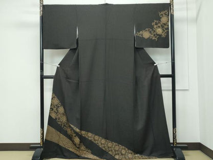平和屋着物●極上　印傳　訪問着　正倉院花唐草文　檳榔子染色地　逸品　CZAA5597s6