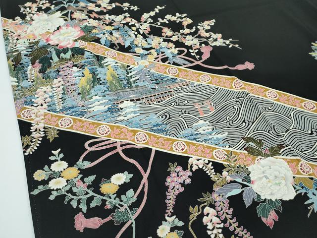 平和屋着物●極上　本加賀友禅作家　宮野勇造　黒留袖　宮島　枝花文　逸品　CZAA5600s6