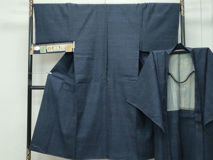 平和屋着物●極上　男性　本場結城紬　重要無形文化財　アンサンブル　奥順　杢　証紙・反端付き　逸品　未使用　CZAA5602s6