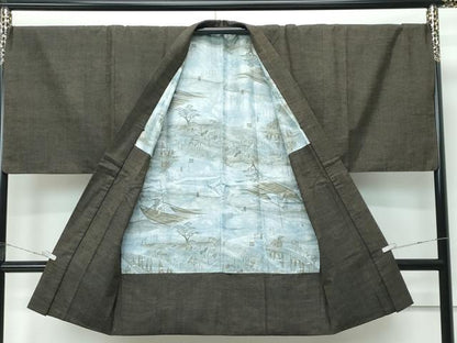 平和屋着物●極上　男性　紬　アンサンブル　霞文　逸品　CZAA5606s6