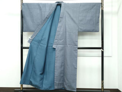 平和屋着物●極上　男性　紬　アンサンブル　色無地　錫色　逸品　CZAA5607s6