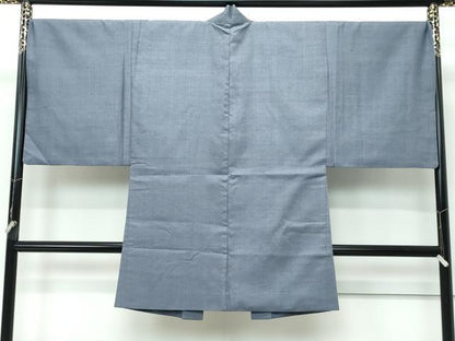 平和屋着物●極上　男性　紬　アンサンブル　色無地　錫色　逸品　CZAA5607s6