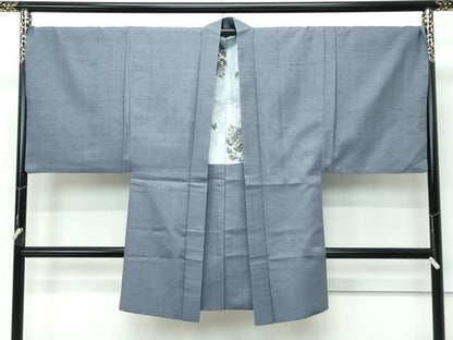平和屋着物●極上　男性　紬　アンサンブル　色無地　錫色　逸品　CZAA5607s6