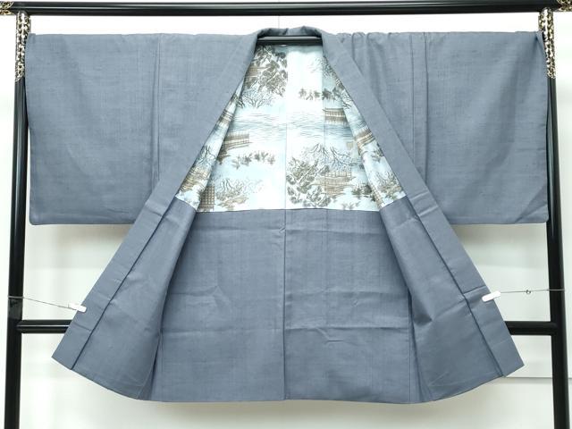 平和屋着物●極上　男性　紬　アンサンブル　色無地　錫色　逸品　CZAA5607s6
