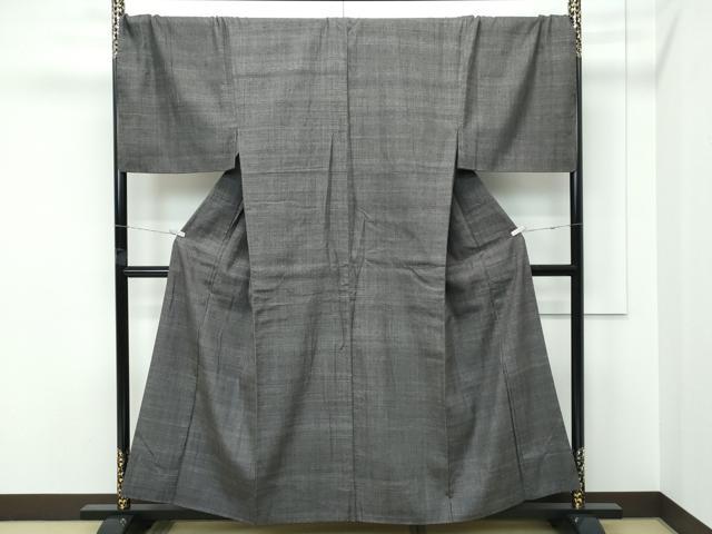 平和屋本店●極上　男性　本場結城紬　重要無形文化財　アンサンブル　キングサイズ　総詰め　100亀甲　紫黒色地　逸品　CZAA5608s6