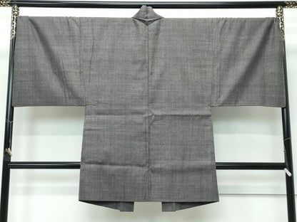 平和屋本店●極上　男性　本場結城紬　重要無形文化財　アンサンブル　キングサイズ　総詰め　100亀甲　紫黒色地　逸品　CZAA5608s6
