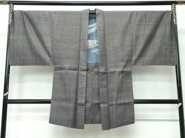 平和屋本店●極上　男性　本場結城紬　重要無形文化財　アンサンブル　キングサイズ　総詰め　100亀甲　紫黒色地　逸品　CZAA5608s6