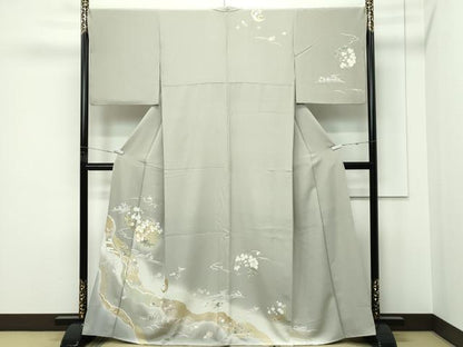 平和屋本店●極上　訪問着　駒刺繍　流水草花丸文　暈し染め　金彩　逸品　CZAA5611s6