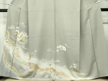 平和屋本店●極上　訪問着　駒刺繍　流水草花丸文　暈し染め　金彩　逸品　CZAA5611s6