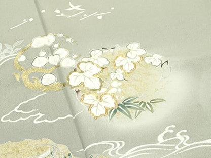 平和屋本店●極上　訪問着　駒刺繍　流水草花丸文　暈し染め　金彩　逸品　CZAA5611s6