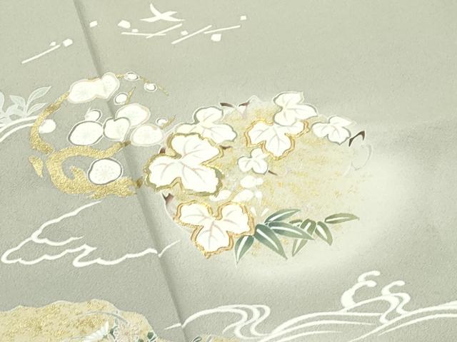 平和屋本店●極上　訪問着　駒刺繍　流水草花丸文　暈し染め　金彩　逸品　CZAA5611s6
