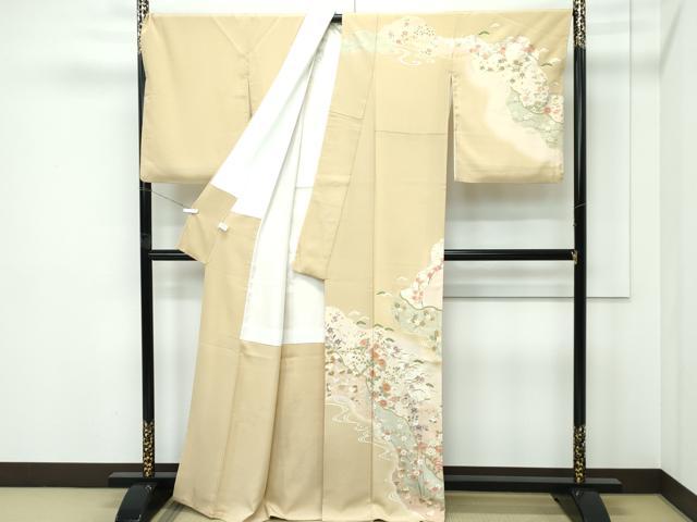 平和屋着物●極上　訪問着　道長草花文　暈し染め　金彩　榛色地　逸品　CZAA5612s6