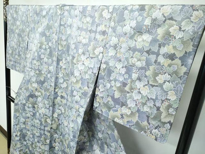 平和屋着物▽極上　都喜ヱ門　本場大島紬　単衣　総絣　7マルキ　葡萄蔦の葉文　藤絹織物謹製　やまと誂製　逸品　未使用　CZAA5614s6