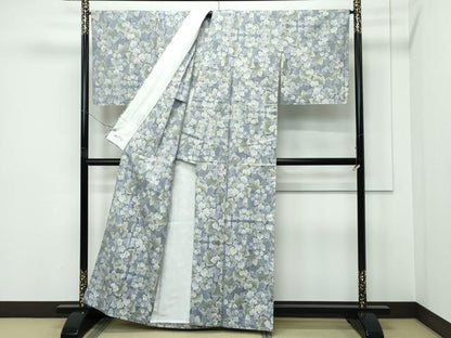 平和屋着物▽極上　都喜ヱ門　本場大島紬　単衣　総絣　7マルキ　葡萄蔦の葉文　藤絹織物謹製　やまと誂製　逸品　未使用　CZAA5614s6