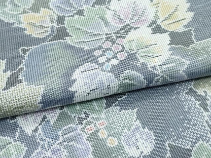 平和屋着物▽極上　都喜ヱ門　本場大島紬　単衣　総絣　7マルキ　葡萄蔦の葉文　藤絹織物謹製　やまと誂製　逸品　未使用　CZAA5614s6