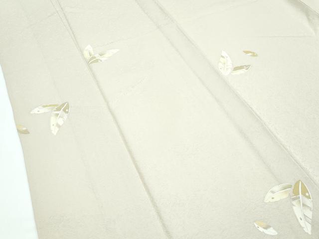 平和屋着物▽極上　小紋　単衣　BANKANわものや　舞葉文　白橡色地　逸品　CZAA5615s6