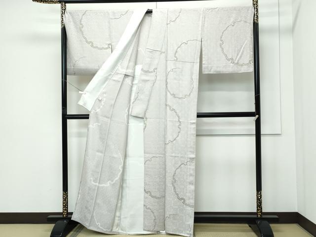 平和屋着物▽極上 小紋 単衣 BANKANわものや 雪輪鹿の子文様 金彩 亜麻色地 逸品 CZAA5616s6