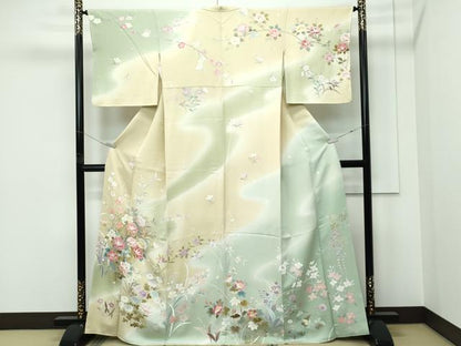 平和屋本店●極上　訪問着　草花文　暈し染め　金彩　逸品　CZAA5619s6