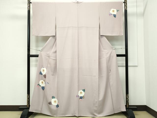 平和屋本店●極上　本加賀友禅作家　中町博志　訪問着　椿　アッシュローズ色地　逸品　未使用　CZAA5621s6