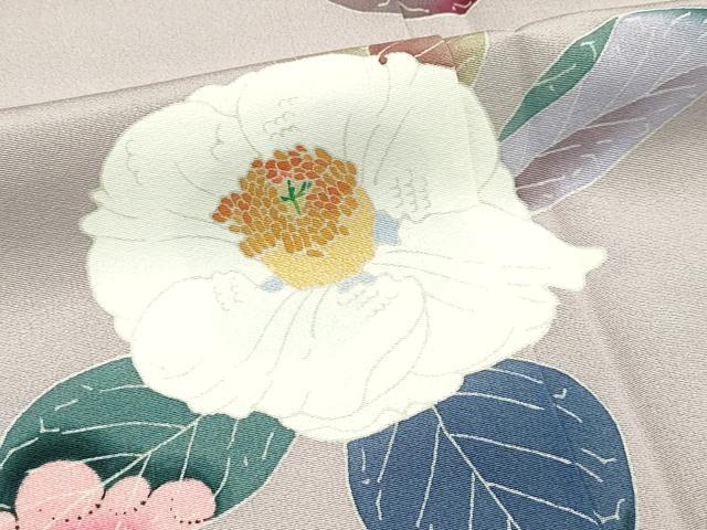 平和屋本店●極上　本加賀友禅作家　中町博志　訪問着　椿　アッシュローズ色地　逸品　未使用　CZAA5621s6