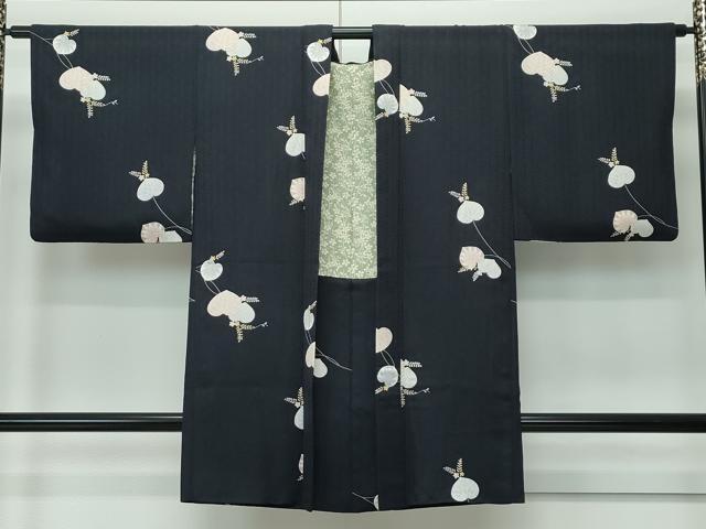 平和屋着物∞極上　羽織　葵　黒地　逸品　CZAA5625s6