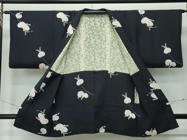 平和屋着物∞極上　羽織　葵　黒地　逸品　CZAA5625s6