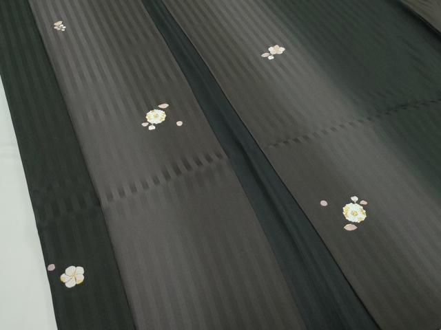 平和屋着物∞極上　長羽織　総刺繍　舞花文　暈し染め　黒地　金糸　さが美扱い　逸品　CZAA5637s6