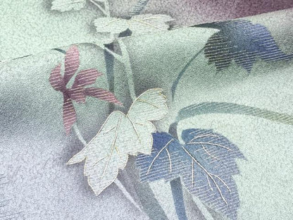 平和屋着物∞極上　長羽織　草花文　暈し染め　金銀糸　黒鳶色地　逸品　未使用　CZAA5638s6