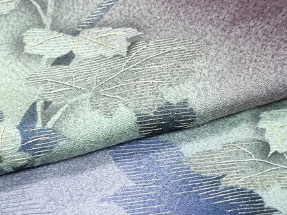 平和屋着物∞極上　長羽織　草花文　暈し染め　金銀糸　黒鳶色地　逸品　未使用　CZAA5638s6