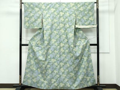 平和屋本店●極上　本場結城紬　重要無形文化財　モロ入り　100亀甲　蔦の葉文　反端付き　逸品　CZAA5642s6