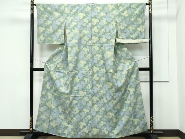 平和屋本店●極上　本場結城紬　重要無形文化財　モロ入り　100亀甲　蔦の葉文　反端付き　逸品　CZAA5642s6