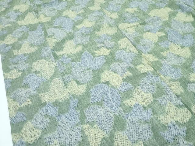 平和屋本店●極上　本場結城紬　重要無形文化財　モロ入り　100亀甲　蔦の葉文　反端付き　逸品　CZAA5642s6