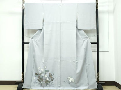 平和屋着物●極上　日本工芸会正会員　京友禅作家　清水光美　色留袖　手描き　蓮　象　潤色地　逸品　未使用　CZAA5643s6