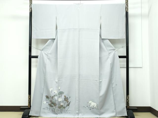 平和屋着物●極上　日本工芸会正会員　京友禅作家　清水光美　色留袖　手描き　蓮　象　潤色地　逸品　未使用　CZAA5643s6