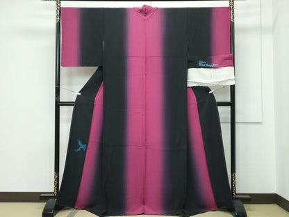 平和屋本店●極上　前田仁仙　仁仙更紗　訪問着　駒刺繍　BiueSaphire　暈し染め　黒地　健勝苑扱い　反端付き　逸品　未使用　CZAA5646s6