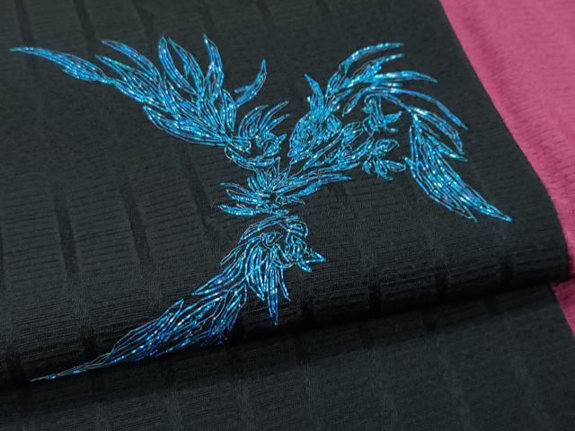 平和屋本店●極上　前田仁仙　仁仙更紗　訪問着　駒刺繍　BiueSaphire　暈し染め　黒地　健勝苑扱い　反端付き　逸品　未使用　CZAA5646s6