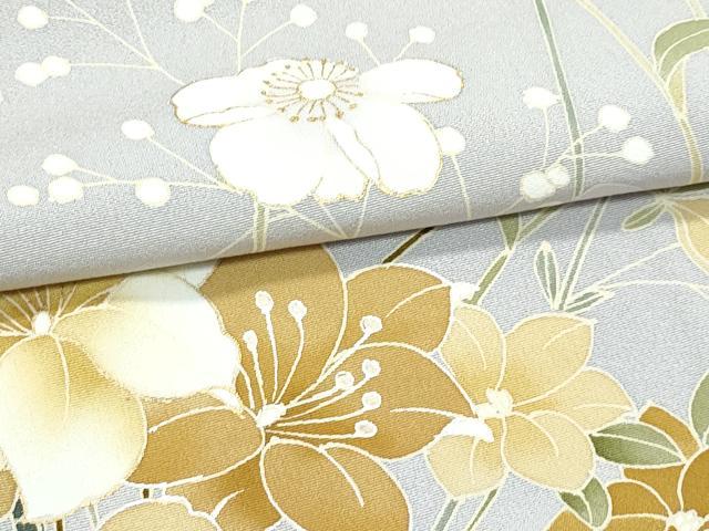 平和屋着物●極上　訪問着　草花文　金銀彩　枯野色地　逸品　未使用　CZAA5647s6