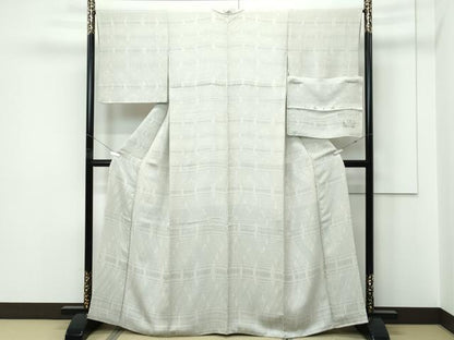 平和屋着物●極上　お召　寿光織　流線文　反端付き　逸品　CZAA5654s6