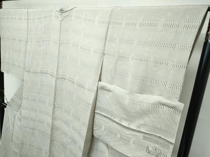 平和屋着物●極上　お召　寿光織　流線文　反端付き　逸品　CZAA5654s6