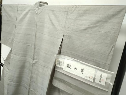 平和屋着物▽極上 紅花紬 米沢 新田英行 新田間道 真綿手引紬 単衣 雛の宵 やまと金ラベル 証紙付き 逸品 未使用 CZAA5655s6