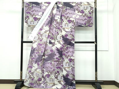 平和屋着物＊極上 夏物 撫松庵 セオアルファ 小紋・浴衣兼用 渡り橋仕覆花文 逸品 CZAA5658s6