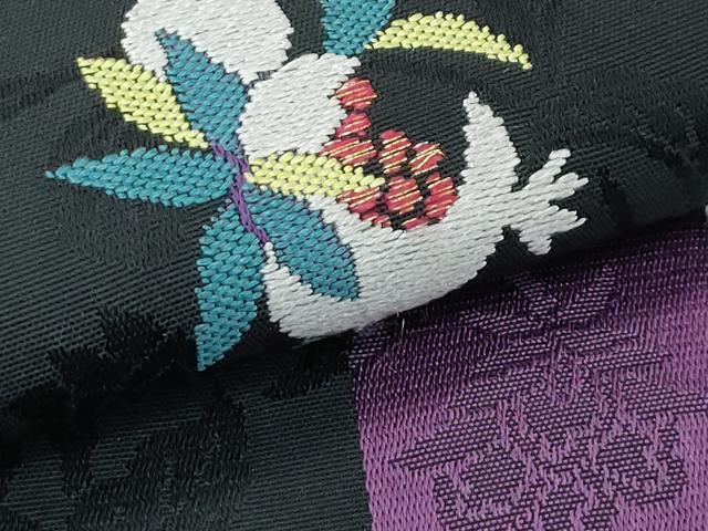 平和屋着物●極上　撫松庵　両面　半幅帯　花唐草文　間道　逸品　CZAA5727s6