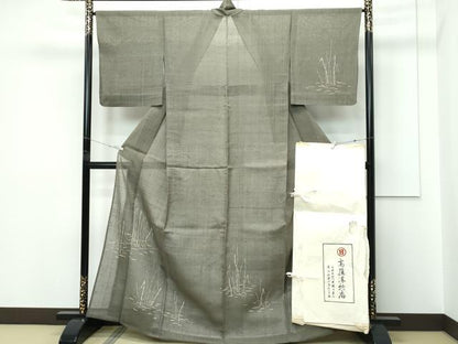 平和屋本店＊極上 夏物 京都祇園の老舗 ぎをん齋藤 訪問着 紗紬 草木文 海松茶色地 たとう紙付き 逸品 CZAA5660s6