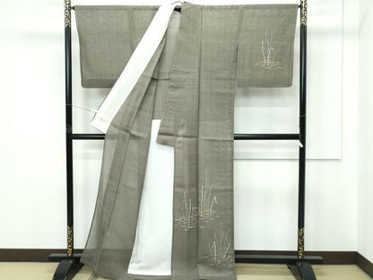 平和屋本店＊極上 夏物 京都祇園の老舗 ぎをん齋藤 訪問着 紗紬 草木文 海松茶色地 たとう紙付き 逸品 CZAA5660s6