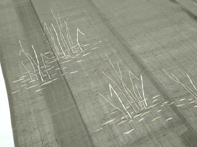 平和屋本店＊極上 夏物 京都祇園の老舗 ぎをん齋藤 訪問着 紗紬 草木文 海松茶色地 たとう紙付き 逸品 CZAA5660s6