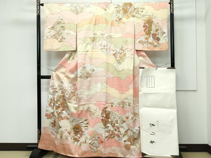 平和屋本店●極上　訪問着　駒刺繍　雲重ね扇面吉祥花文　金彩　たとう紙付き　ゑり善扱い　逸品　CZAA5663s6