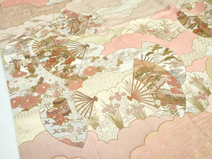 平和屋本店●極上　訪問着　駒刺繍　雲重ね扇面吉祥花文　金彩　たとう紙付き　ゑり善扱い　逸品　CZAA5663s6