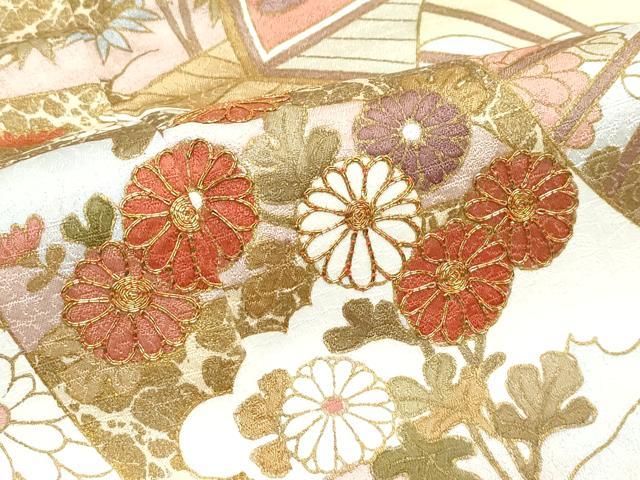 平和屋本店●極上　訪問着　駒刺繍　雲重ね扇面吉祥花文　金彩　たとう紙付き　ゑり善扱い　逸品　CZAA5663s6